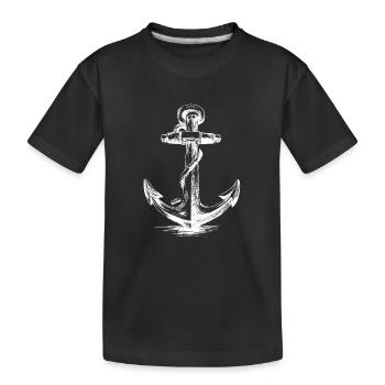 Anker-Silhouette auf schwarzer Leinwand - Kinder Premium Bio T-Shirt - Schwarz - Vorne