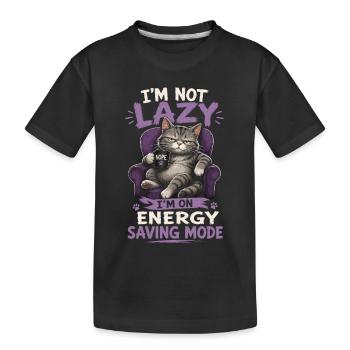 Je ne suis pas paresseux, je suis en mode économie d’énergie, chat. - T-shirt bio Premium Enfant - noir - Devant