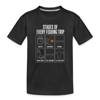 Étapes de chaque sortie de pêche : motif drôle de pêcheur - T-shirt bio Premium Enfant - noir - Devant