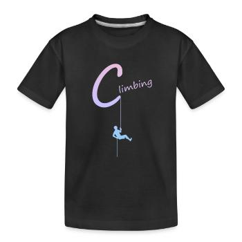 climbing, abseilen, klettern, kletterer - Kinder Premium Bio T-Shirt - Schwarz - Vorne