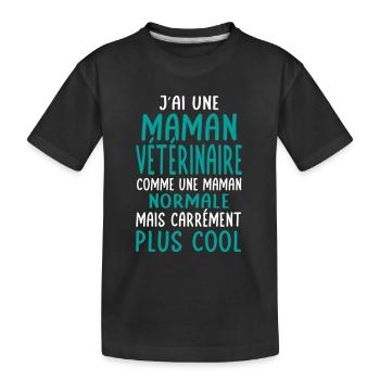 J'ai une maman vétérinaire plus cool - T-shirt bio Premium Enfant - noir - Devant