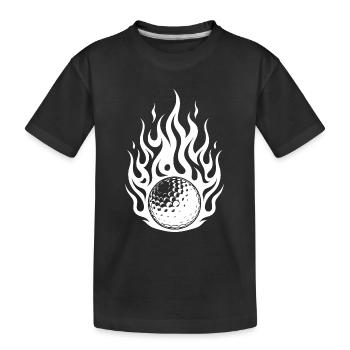 Brennender Golfball im feurigen Flammen Style - Kinder Premium Bio T-Shirt - Schwarz - Vorne
