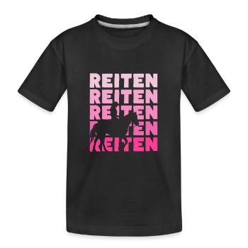 Reiten Reiterin Pferde - Kinder Premium Bio T-Shirt - Schwarz - Vorne