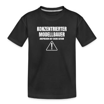 Konzentrierter Modellbauer | Modellbau Geschenke - Kinder Premium Bio T-Shirt - Schwarz - Vorne