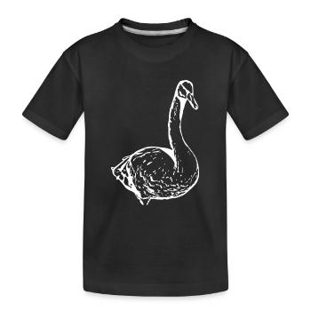 Cygne, Canard blanc, Oiseau, Oie - T-shirt bio Premium Enfant - noir - Devant