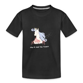 La licorne aime les fleurs - T-shirt bio Premium Enfant - noir - Devant