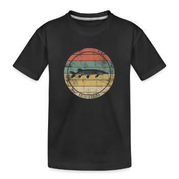 Hecht Raubfisch Retro Vintage - Kinder Premium Bio T-Shirt - Schwarz - Vorne