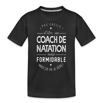 coach natation formidable cadeau sport piscine - T-shirt bio Premium Enfant - noir - Devant