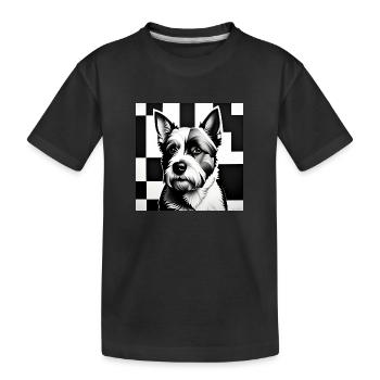 Westie: Kubistisches Schwarz-Weiß - Kinder Premium Bio T-Shirt - Schwarz - Vorne
