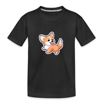 Corgi Cartoon - Kids' Premium Organic T-Shirt - black - Front