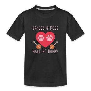 Banjo play banjo player music instrument - Kids' Premium Organic T-Shirt - black - Front