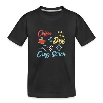 Broderie au point de croix au point de croix - T-shirt bio Premium Enfant - noir - Devant