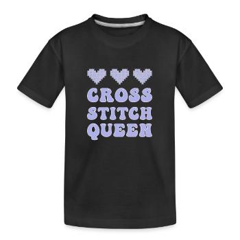 Broderie au point de croix au point de croix - T-shirt bio Premium Enfant - noir - Devant