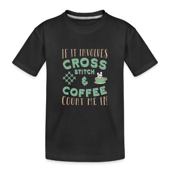 Broderie au point de croix au point de croix - T-shirt bio Premium Enfant - noir - Devant