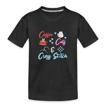 Broderie au point de croix au point de croix - T-shirt bio Premium Enfant - noir - Devant
