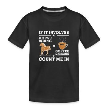 Horse riding Equestrian sport - Kids' Premium Organic T-Shirt - black - Front