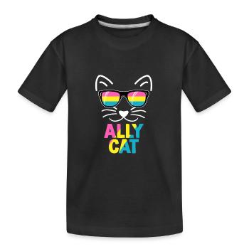 Verbündete Katze Pansexuelles Zeug Pan Pride Flagge LGBTQ - Kinder Premium Bio T-Shirt - Schwarz - Vorne