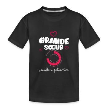 Grande soeur Attend l'arrivé de Bébé - T-shirt bio Premium Enfant - noir - Devant