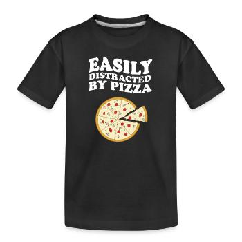 Facilement distrait par la pizza - T-shirt bio Premium Enfant - noir - Devant