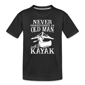 Never Underestimate an Old Man With A Kayak - Kinder Premium Bio T-Shirt - Schwarz - Vorne