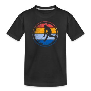 Floorball Player Retro Floorball Floorball Player - Kids' Premium Organic T-Shirt - black - Front