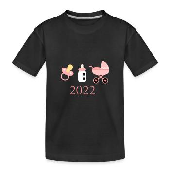 Bébé 2022 Naissance Fille Rose Famille - T-shirt bio Premium Enfant - noir - Devant