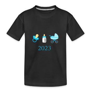 Modèle Naissance Garçon Bébé 2023 Personnalisable - T-shirt bio Premium Enfant - noir - Devant