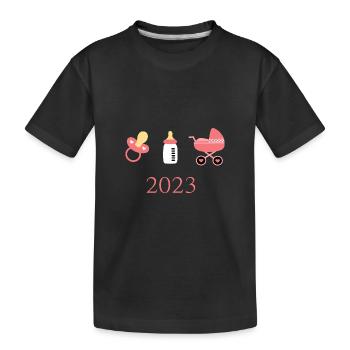 Modèle Naissance Fille Bébé 2023 Personnalisable - T-shirt bio Premium Enfant - noir - Devant