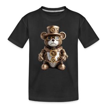 Steampunk Teddy - Kids' Premium Organic T-Shirt - black - Front
