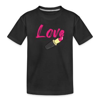 Lippenstift - Love mit Lippenstift geschrieben - Kinder Premium Bio T-Shirt - Schwarz - Vorne