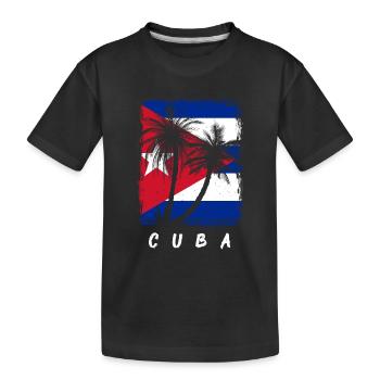Drapeau de Cuba Caraïbes Vacances Cuba Voyage La Havane - T-shirt bio Premium Enfant - noir - Devant
