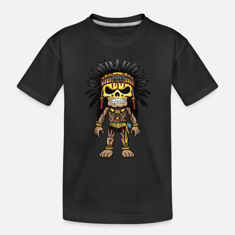 Apache Indianer Skelett - Kinder Premium Bio T-Shirt - Schwarz