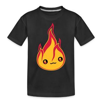 gesicht suess niedlich klein comic cartoon feuer f - Kinder Premium Bio T-Shirt - Schwarz - Vorne