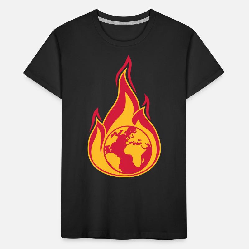 planet earth on fire home climate change global erw Kids' Premium Organic T-Shirt
