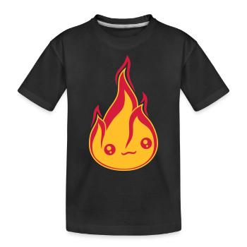 suess gesicht niedlich klein comic cartoon feuer f - Kinder Premium Bio T-Shirt - Schwarz - Vorne