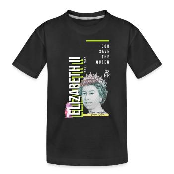 RIP Königin Elizabeth II., God Save the Queen, - Kinder Premium Bio T-Shirt - Schwarz - Vorne
