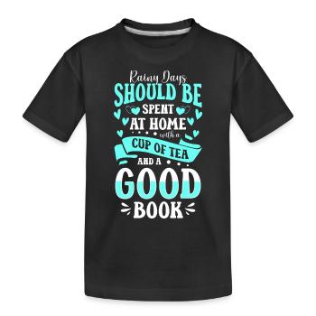 Tee Entspannung Grüner Tee Winter - Kinder Premium Bio T-Shirt - Schwarz - Vorne