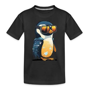 Cool penguin with sunglasses - Kids' Premium Organic T-Shirt - black - Front