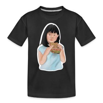 Aranja isst Sandwich - Kinder Premium Bio T-Shirt - Schwarz - Vorne