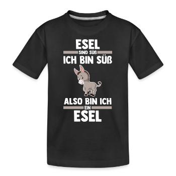 Esel - Kinder Premium Bio T-Shirt - Schwarz - Vorne