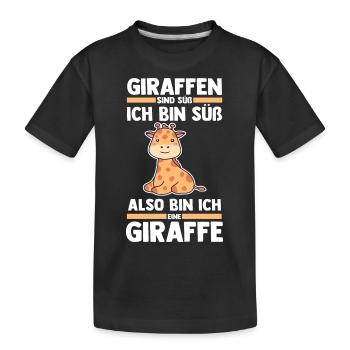 Giraffe Giraffen - Kinder Premium Bio T-Shirt - Schwarz - Vorne