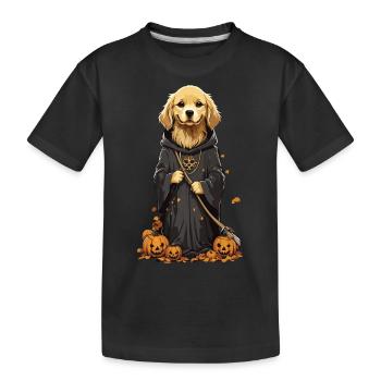 Cute Halloween Dog Design Dog Druid Outfit - Kids' Premium Organic T-Shirt - black - Front