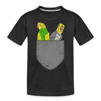 Oiseau Amoureux Cadeau Mignon Poitrine Sac Perruche - T-shirt bio Premium Enfant - noir - Devant
