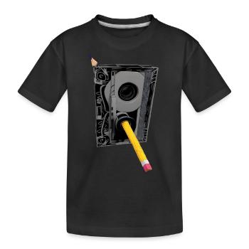 cassette - Kids' Premium Organic T-Shirt - black - Front