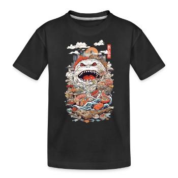 Retro Sushi Monster Japans kulinarisches Wunder - Kinder Premium Bio T-Shirt - Schwarz - Vorne