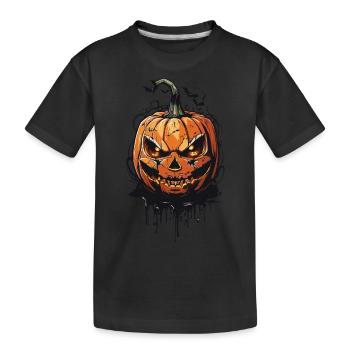 Halloween Schrecken um Mitternacht Grusel Kürbis - Kinder Premium Bio T-Shirt - Schwarz - Vorne