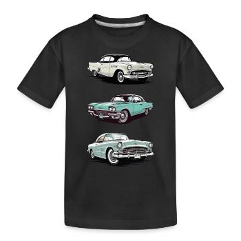 Retro cars. Old school graphic. - Kids' Premium Organic T-Shirt - black - Front