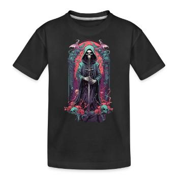 Gothic Grim Reaper Pastell Sensenmann Design - Kinder Premium Bio T-Shirt - Schwarz - Vorne