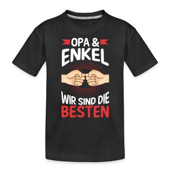 Großvater Opa und Enkel - Kinder Premium Bio T-Shirt - Schwarz - Vorne