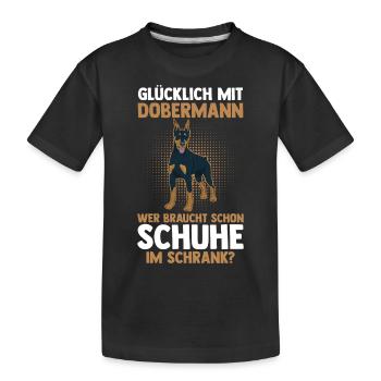 Hund Dobermann - Kinder Premium Bio T-Shirt - Schwarz - Vorne